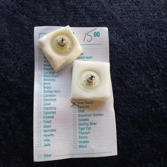 Vintage Rose Quartz Post Earrings - Picture 3 of 4